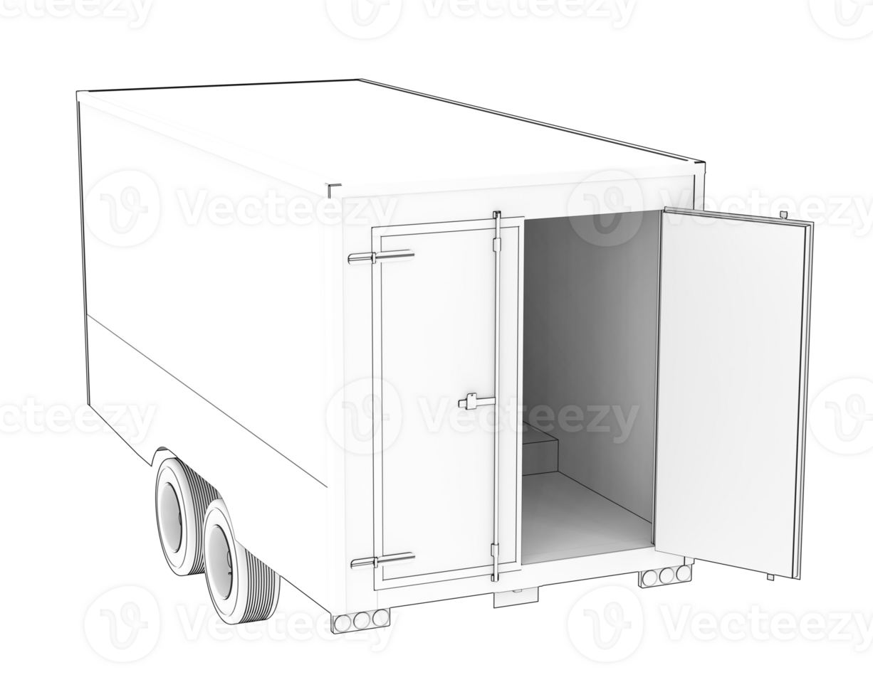 Refrigerated trailer isolated on background. 3d rendering - illustration png