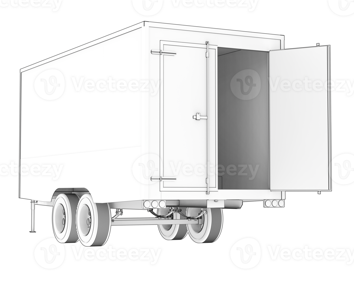 Refrigerated trailer isolated on background. 3d rendering - illustration png