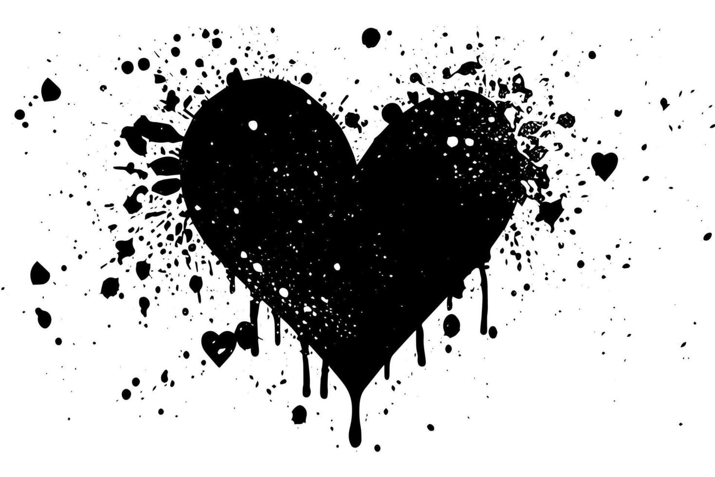 Spray Painted Abstract Heart Urban Graffiti Art in Vintage Style. vector