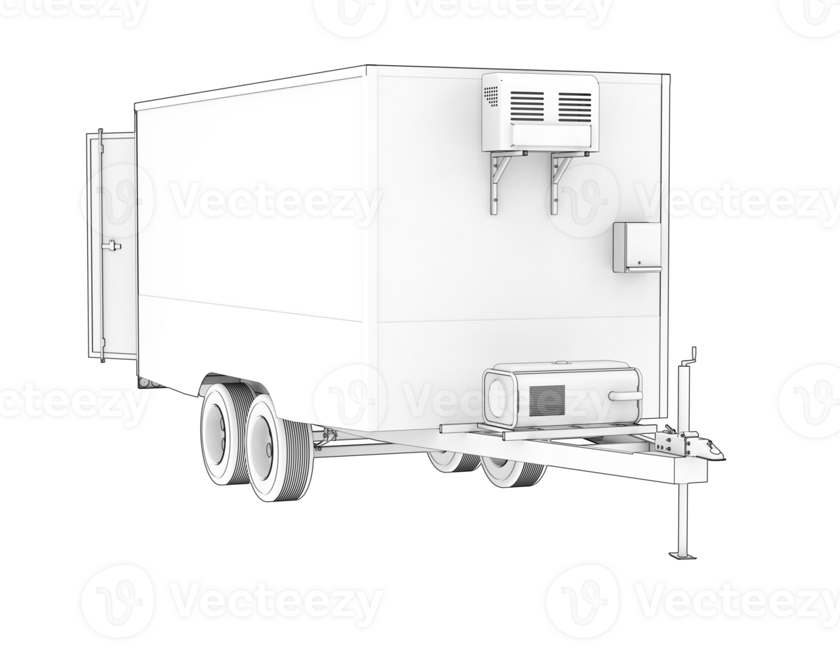 Refrigerated trailer isolated on background. 3d rendering - illustration png