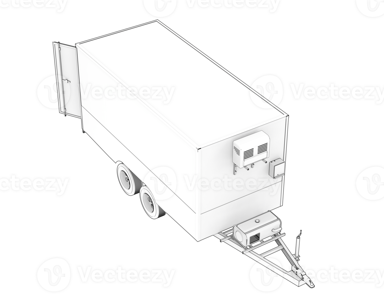 Refrigerated trailer isolated on background. 3d rendering - illustration png