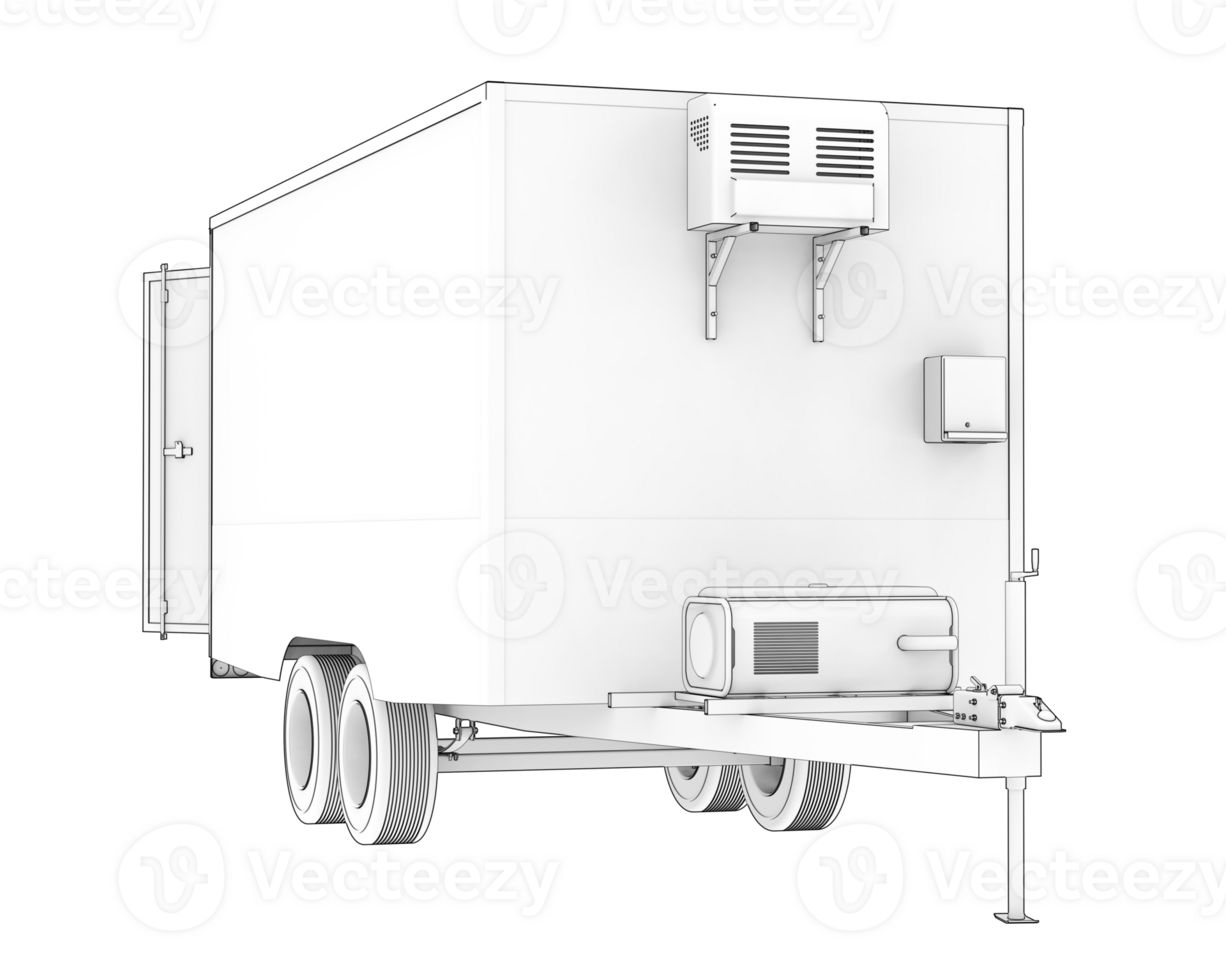 Refrigerated trailer isolated on background. 3d rendering - illustration png