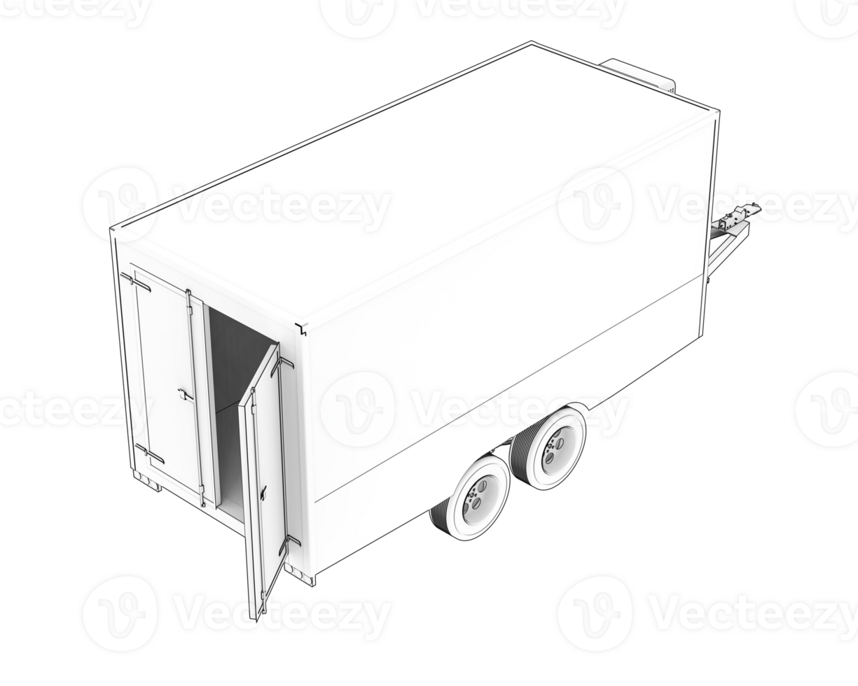 Refrigerated trailer isolated on background. 3d rendering - illustration png