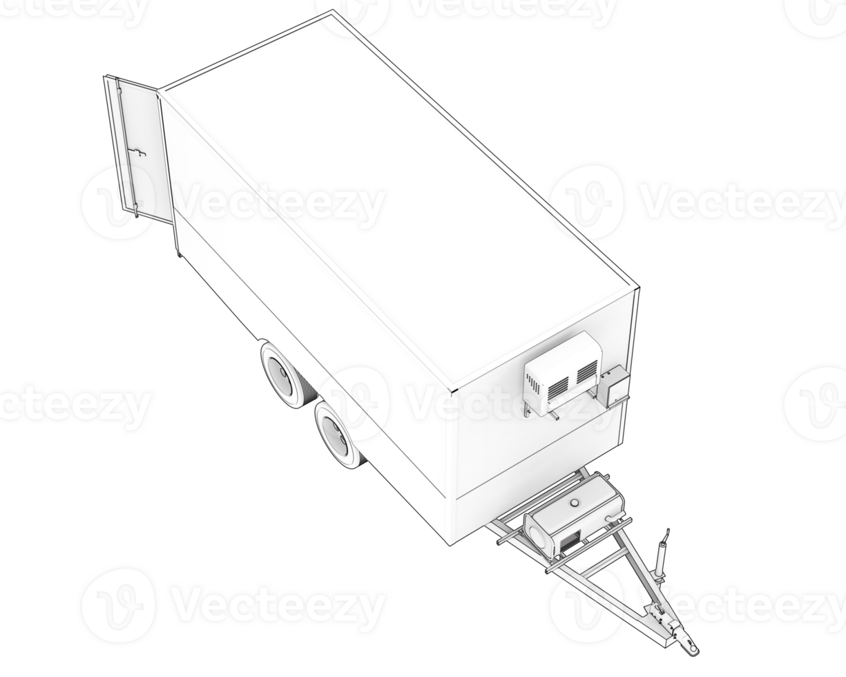 Refrigerated trailer isolated on background. 3d rendering - illustration png