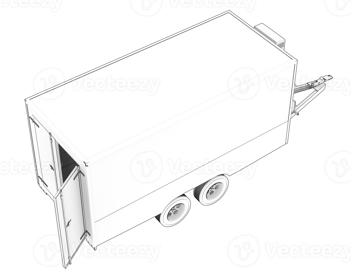 Refrigerated trailer isolated on background. 3d rendering - illustration png