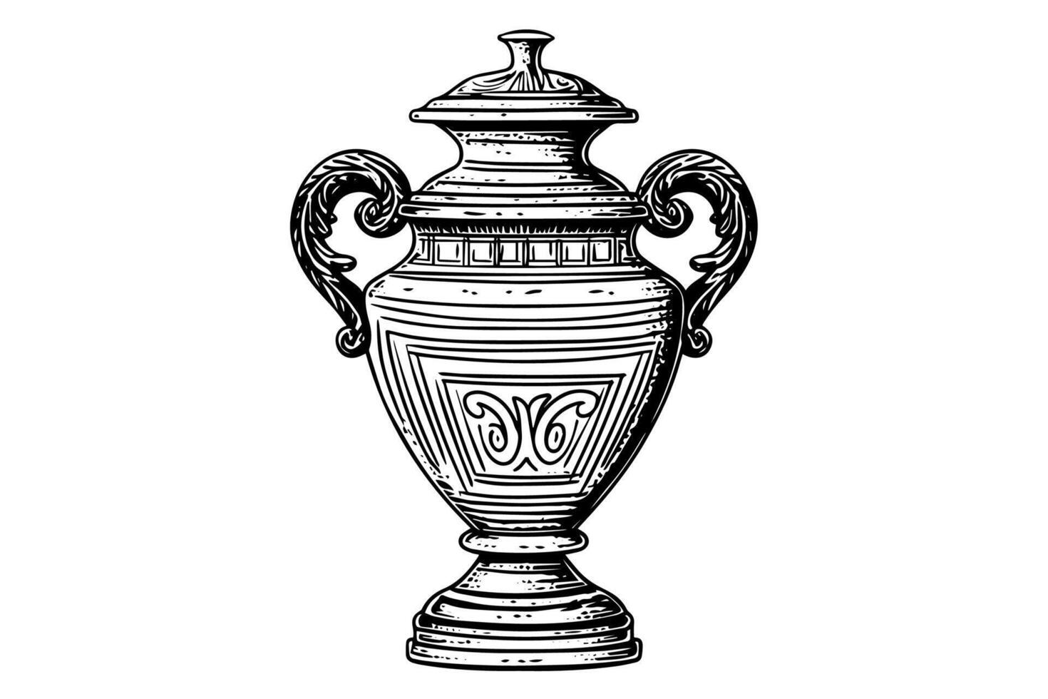 Set of ancient vase hand drawn ink sketch. Engraved style illustration. vector