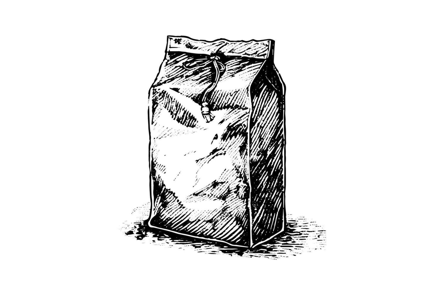 Vintage Grain Sack Sketch Hand-drawn Illustration for Coffee, Flour, and More. vector