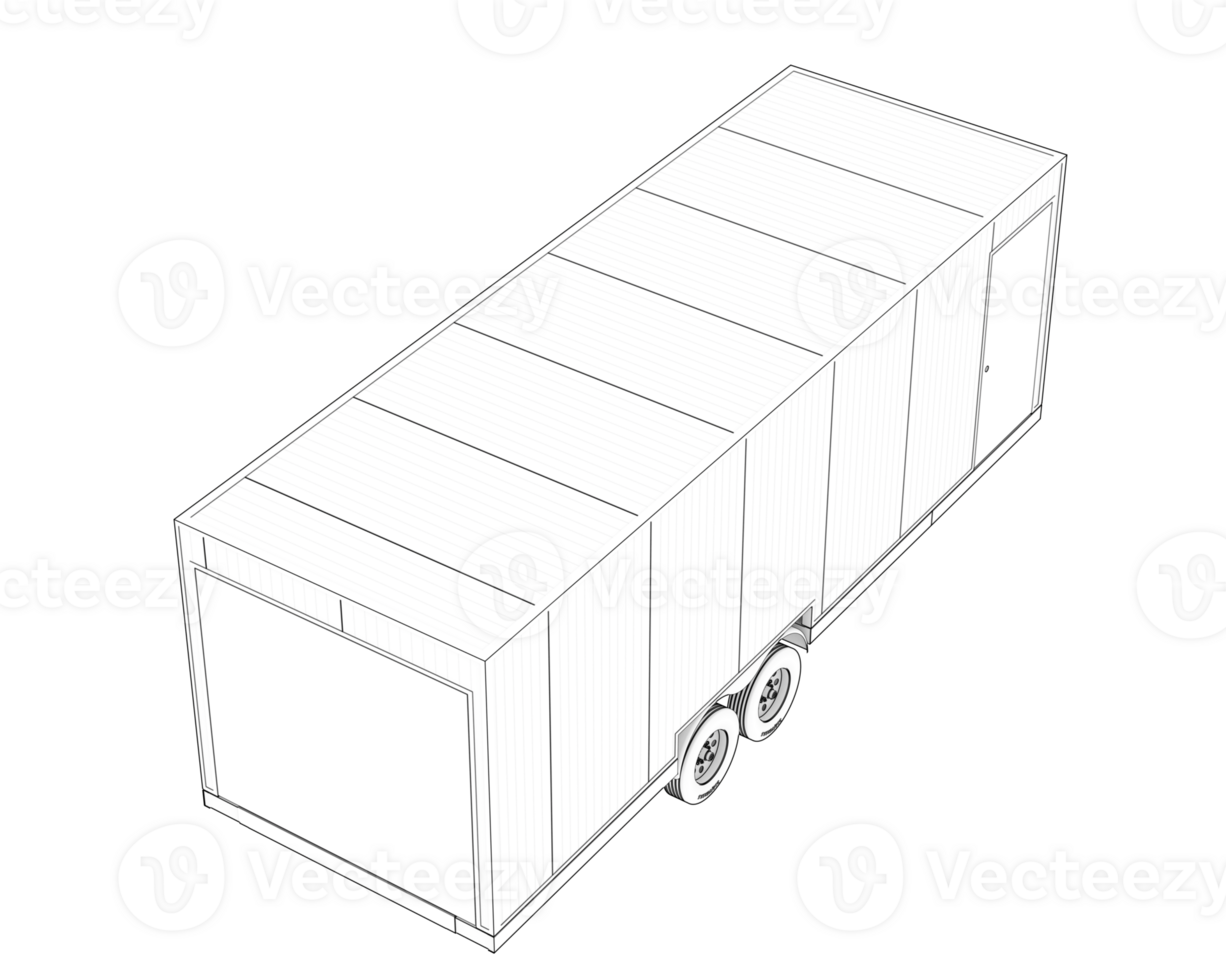 Car trailer isolated on background. 3d rendering - illustration png