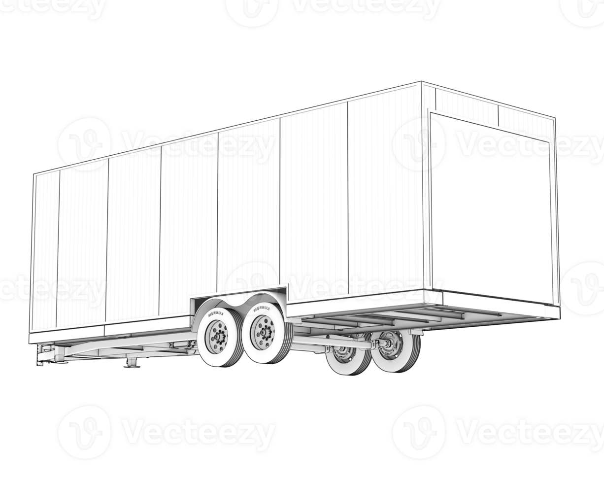 Car trailer isolated on background. 3d rendering - illustration png