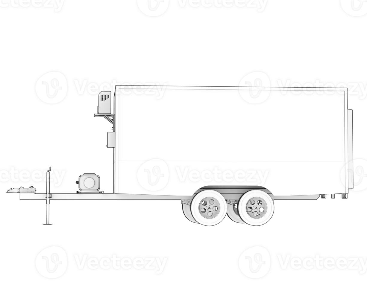Refrigerated trailer isolated on background. 3d rendering - illustration png