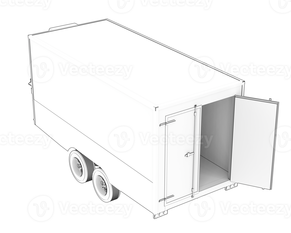 Refrigerated trailer isolated on background. 3d rendering - illustration png