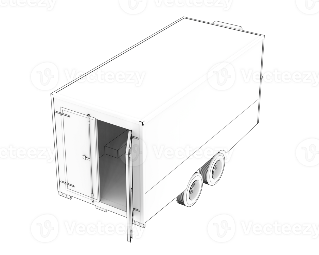 Refrigerated trailer isolated on background. 3d rendering - illustration png