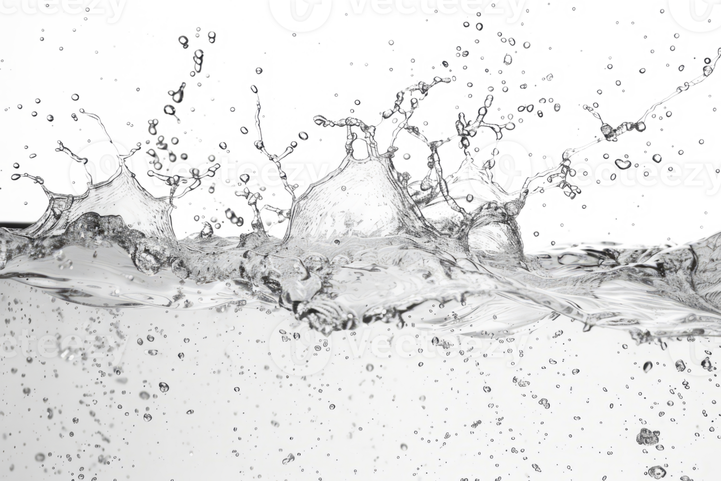 Water splashes and drops. Abstract background with water wave png
