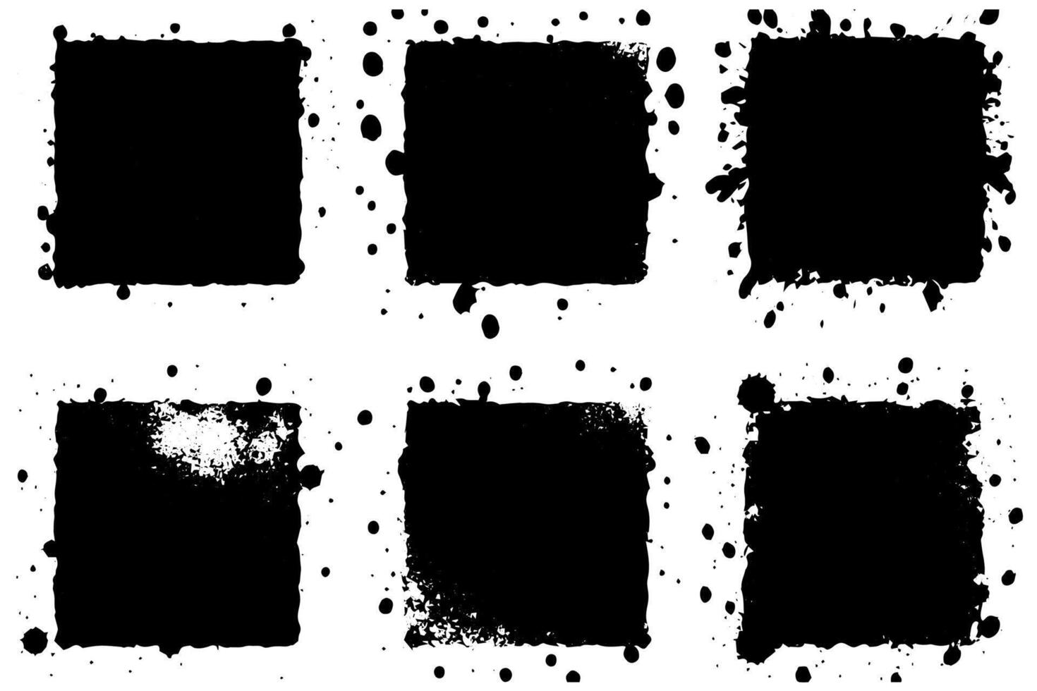 Black grunge box. Paint texture. Square shape. vector