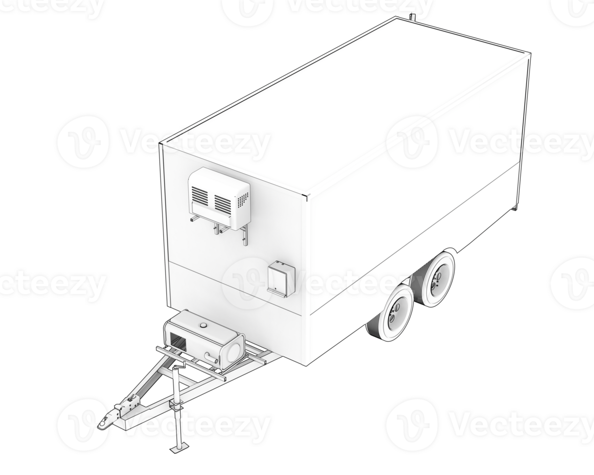 Refrigerated trailer isolated on background. 3d rendering - illustration png