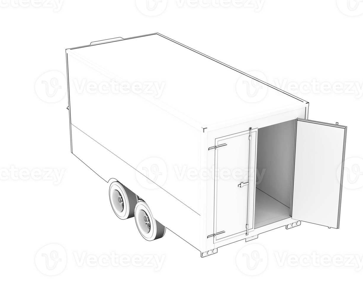 Refrigerated trailer isolated on background. 3d rendering - illustration png