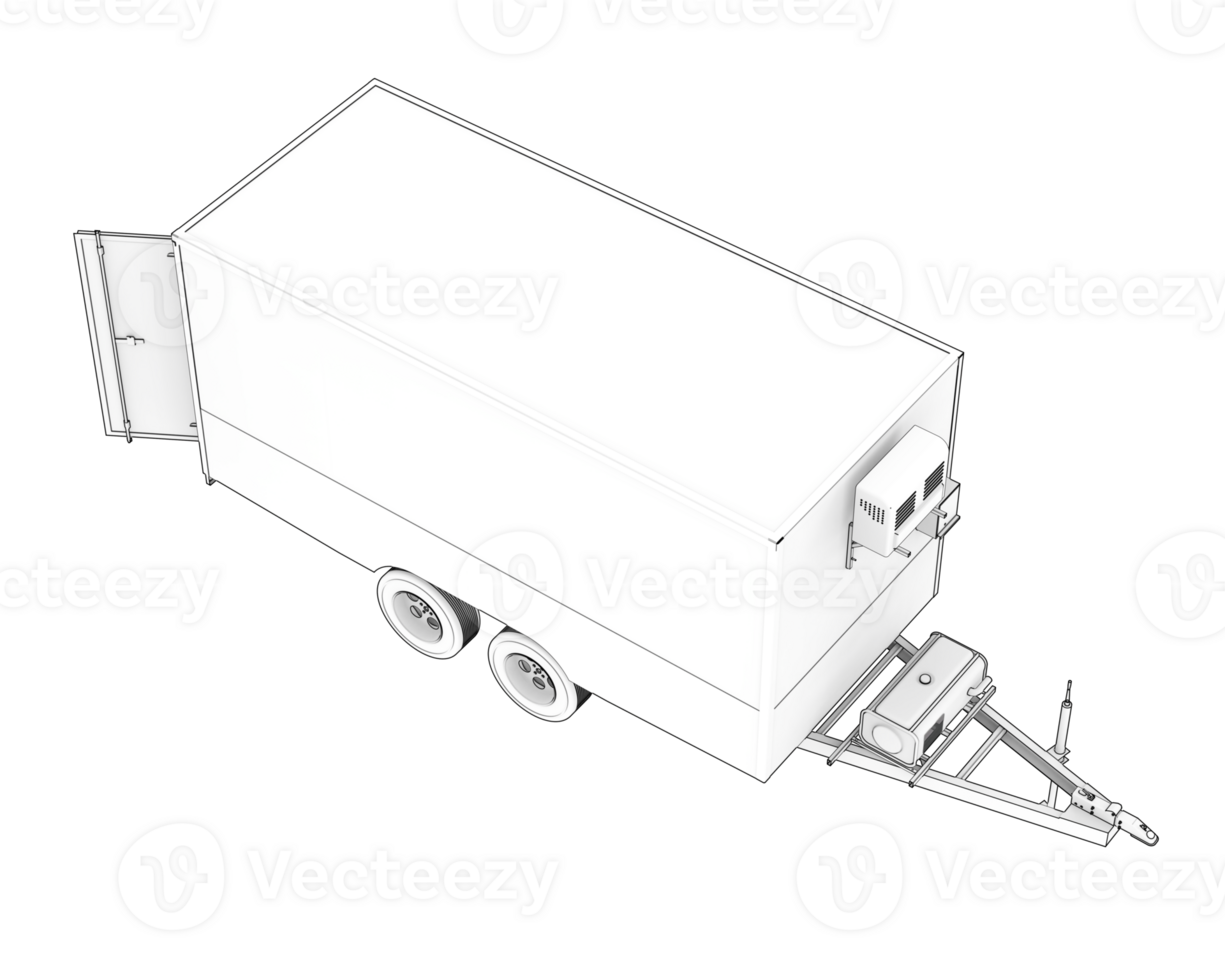 Refrigerated trailer isolated on background. 3d rendering - illustration png