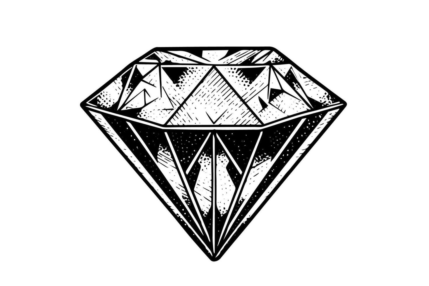Diamond hand drawn ink sketch. Engraved vintage style illustration. vector