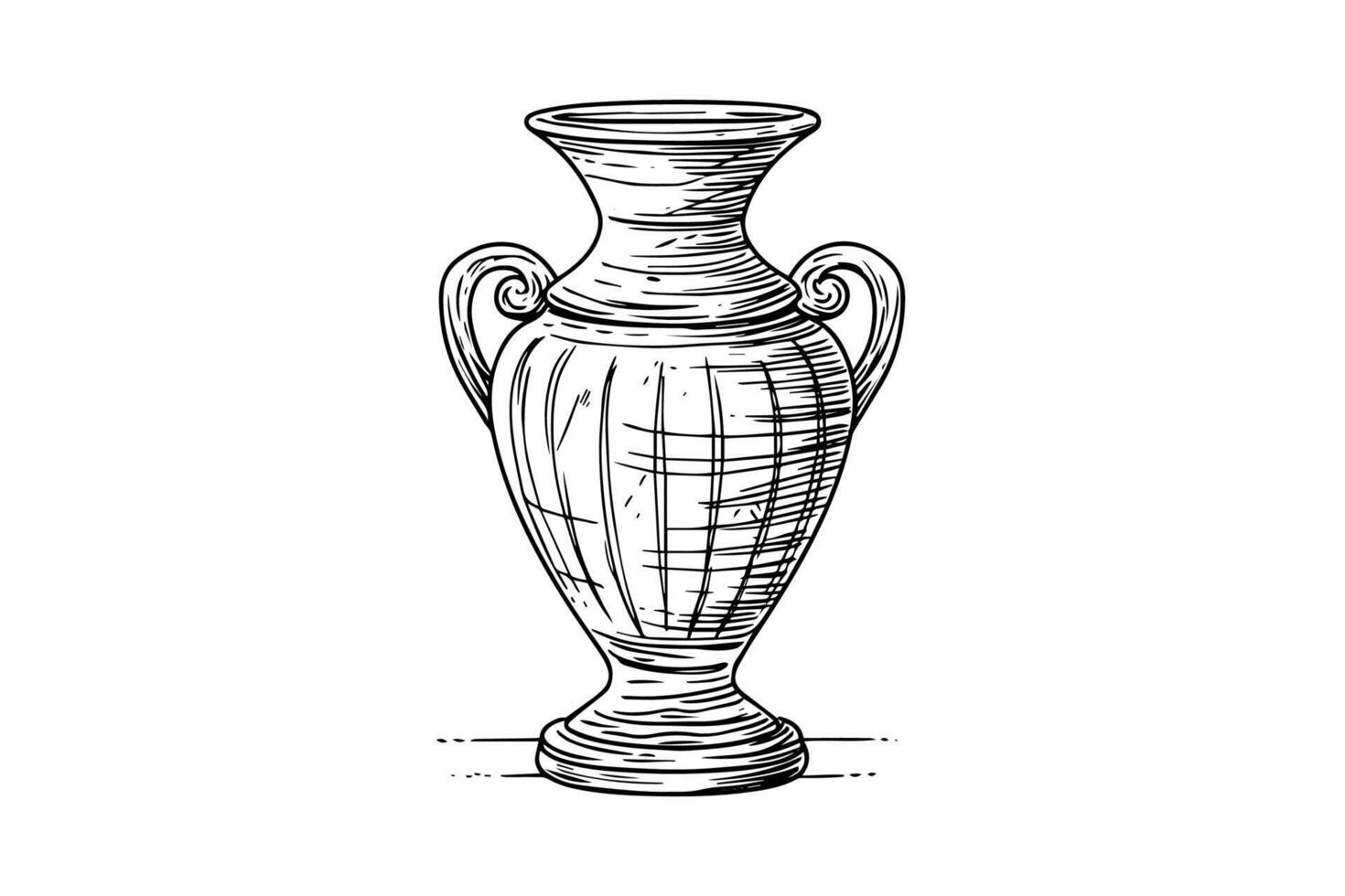 Set of ancient vase hand drawn ink sketch. Engraved style illustration. vector