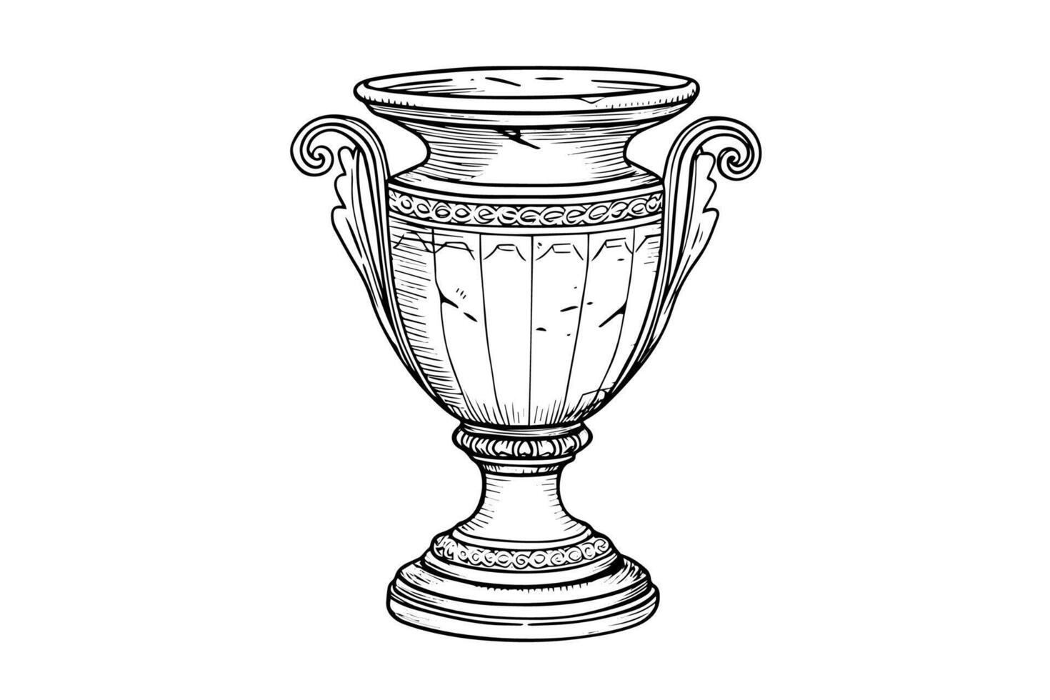 Set of ancient vase hand drawn ink sketch. Engraved style illustration. vector