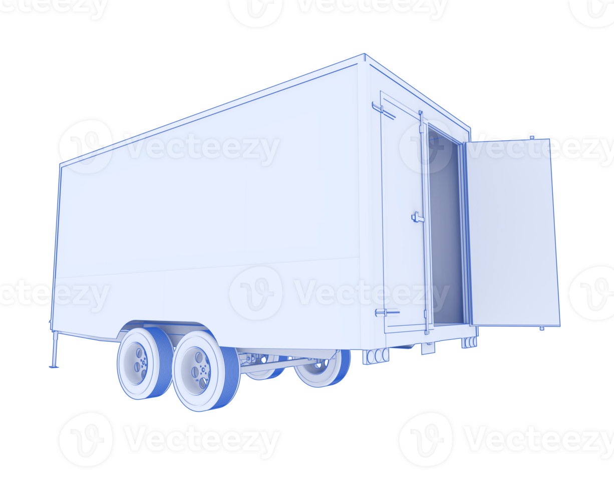 Refrigerated trailer isolated on background. 3d rendering - illustration png