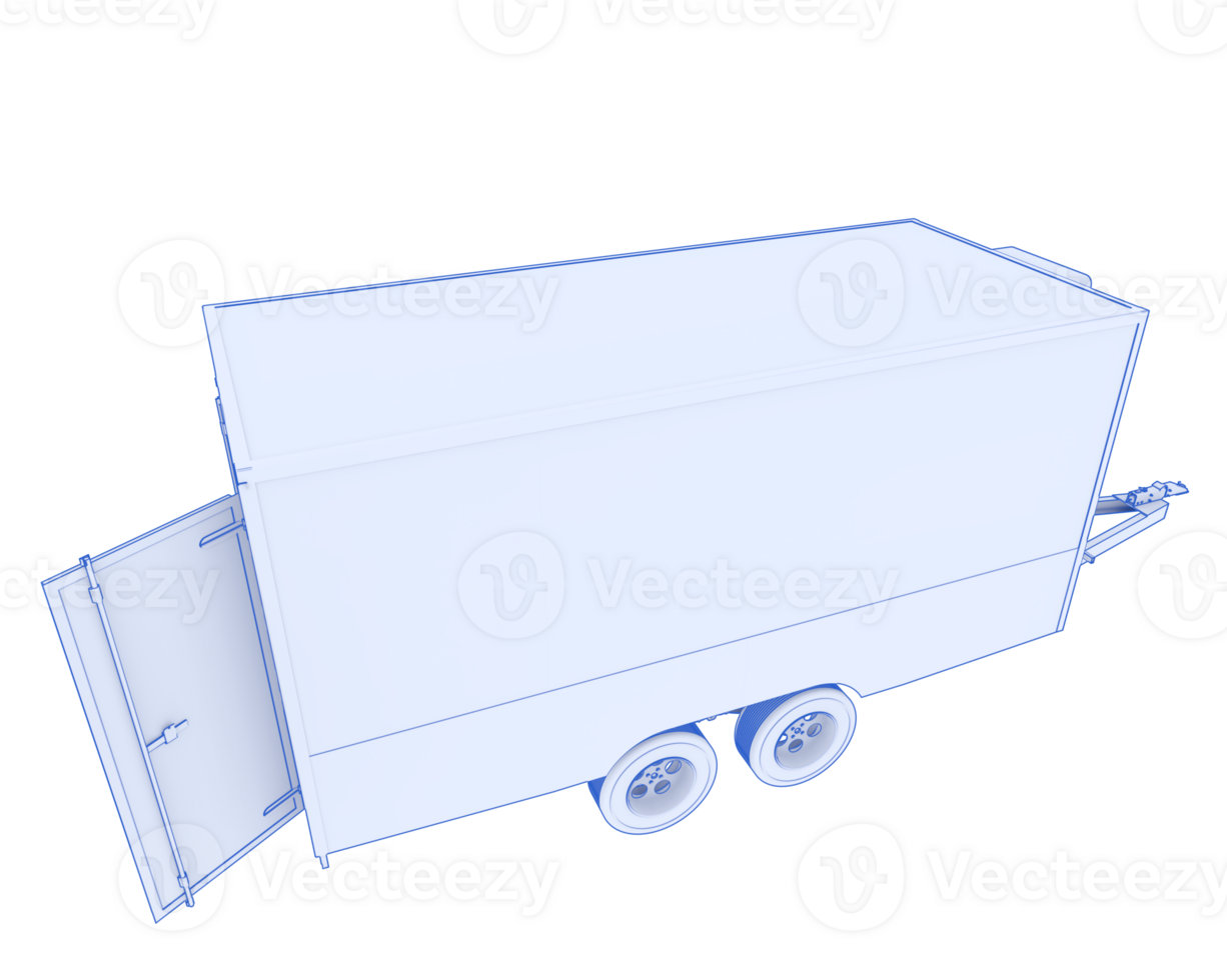 Refrigerated trailer isolated on background. 3d rendering - illustration png