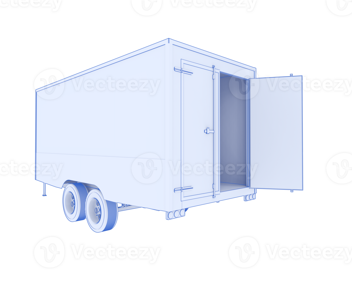 Refrigerated trailer isolated on background. 3d rendering - illustration png