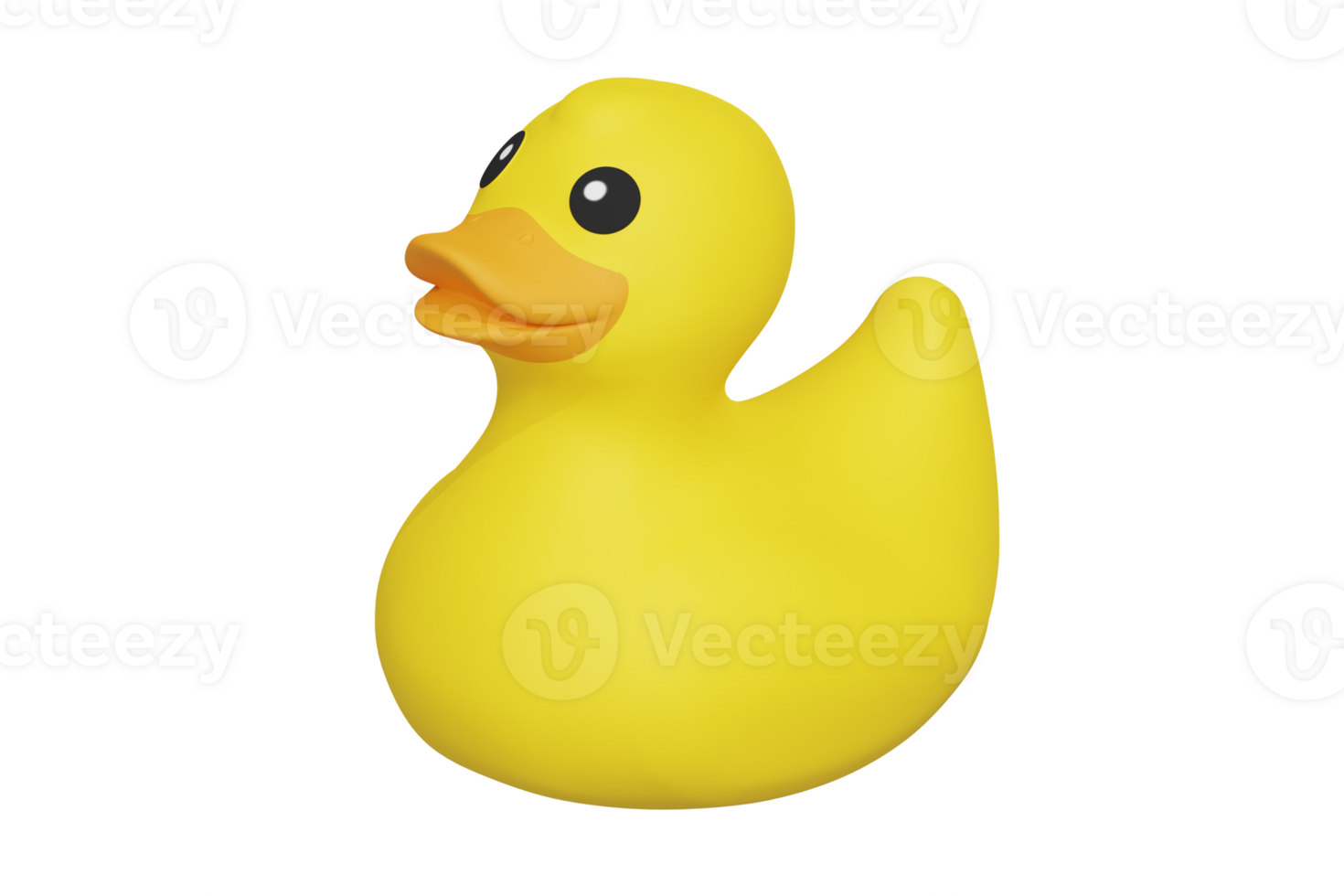 Yellow rubber toy in the shape of duck bird 3d rendered icon isolated png