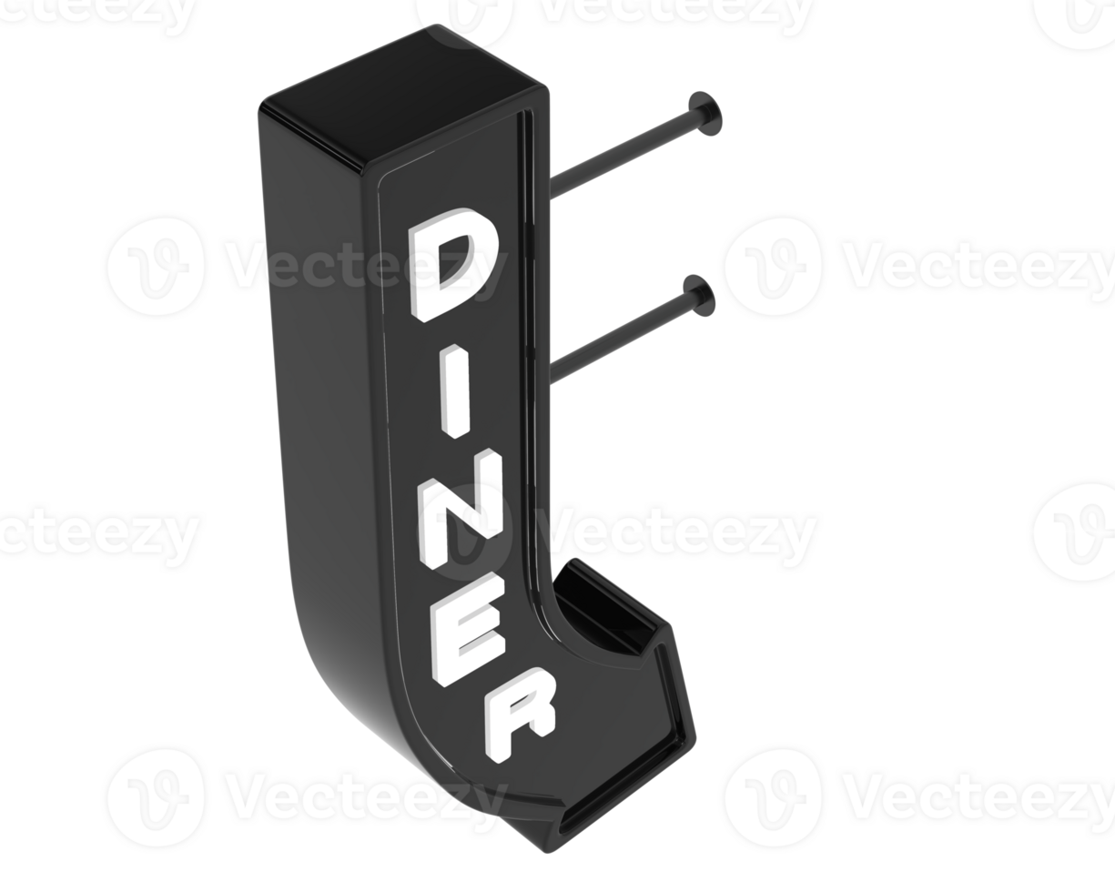Diner sign arrow isolated on background. 3d rendering - illustration png