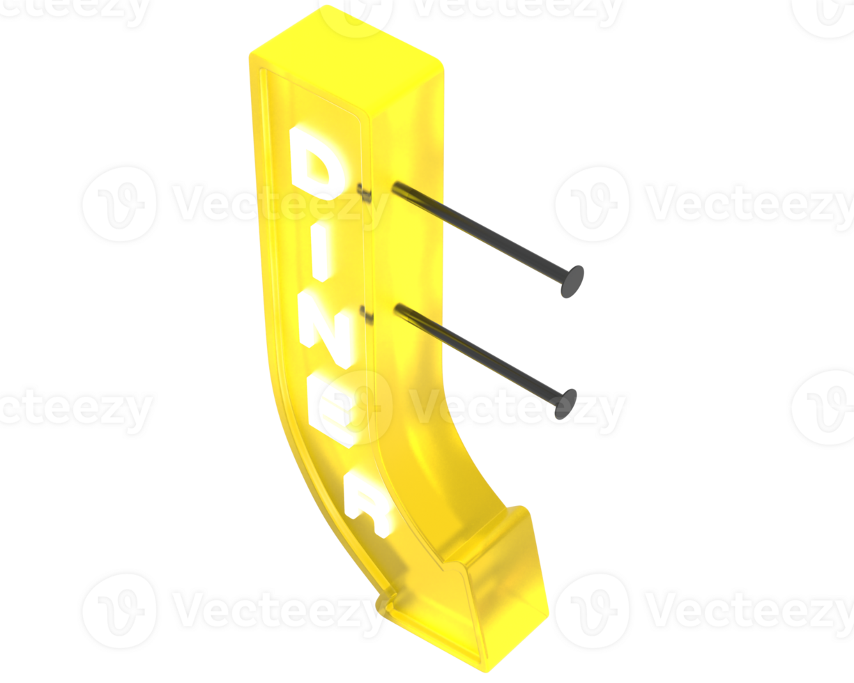 Diner sign arrow isolated on background. 3d rendering - illustration png