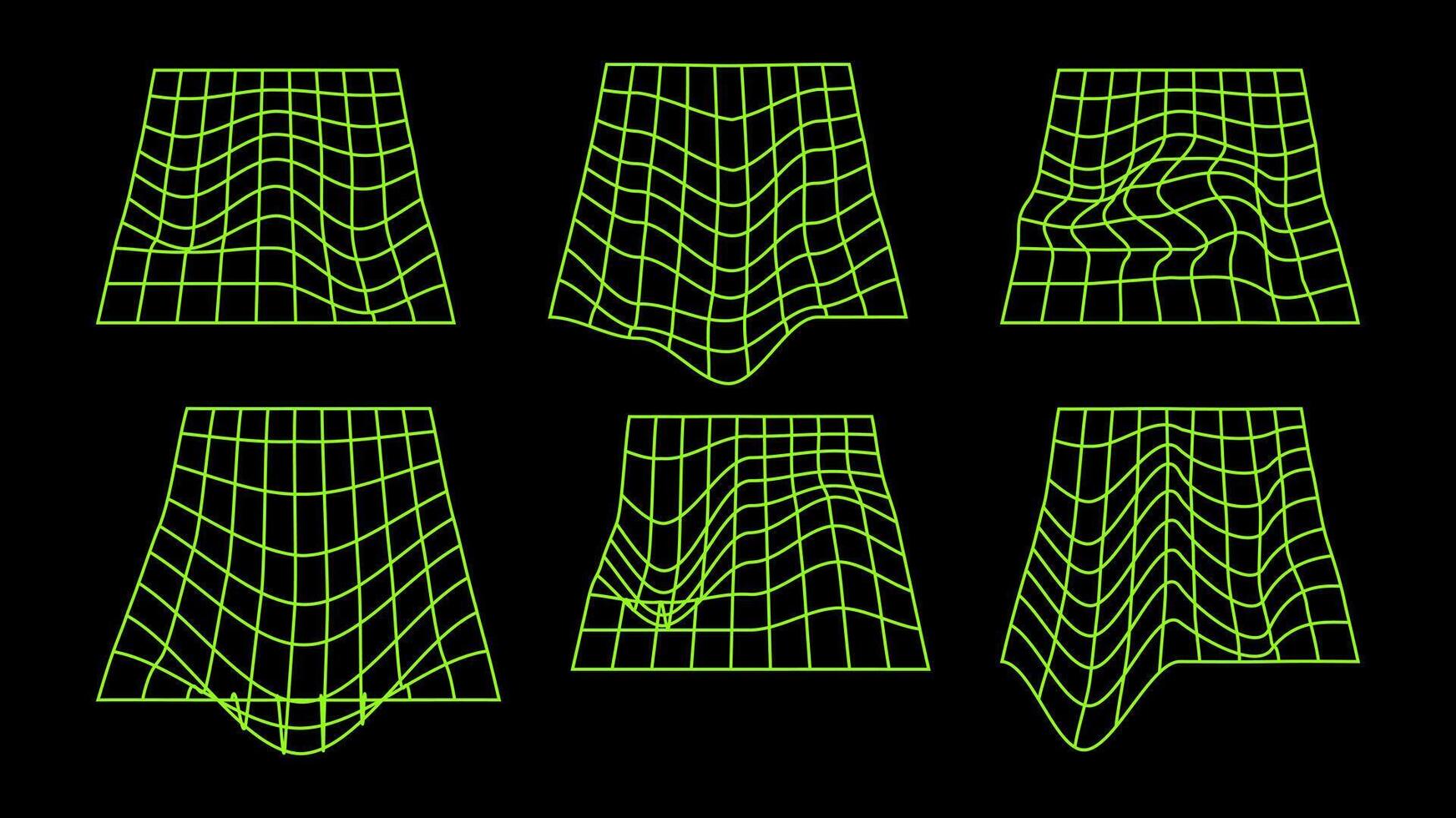 3D wireframe models of objects Network line. Geometric shapes atmosphere future. Retro futuristic design for technological or scientific element. Black background. illustration. vector