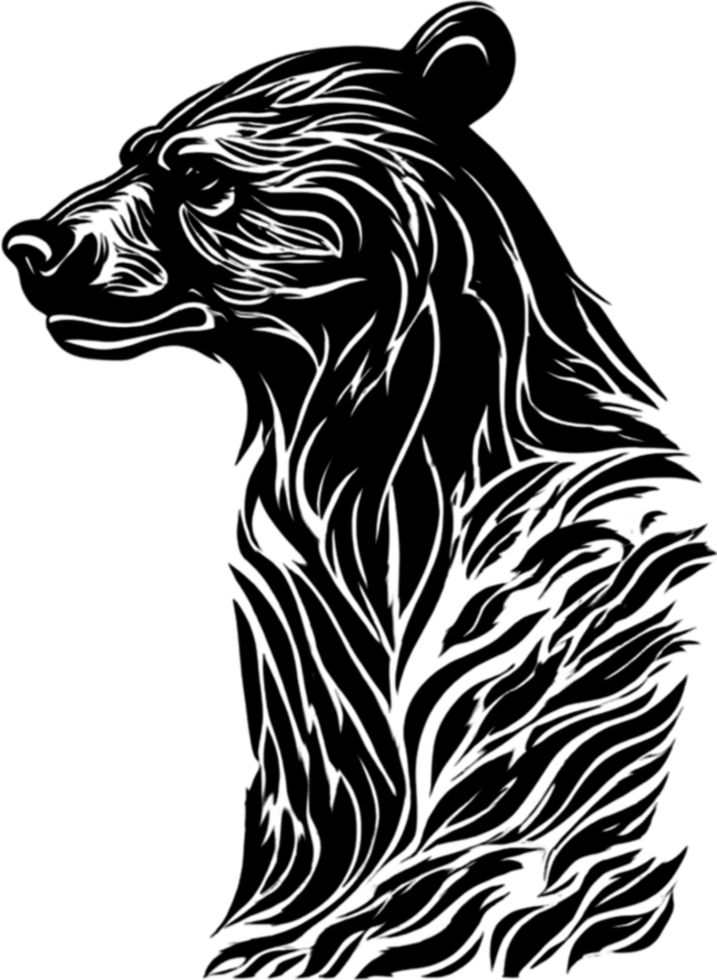 Majestic bear silhouette, ideal for wildlife-themed decor and artistic expressions. AI-Generated. png