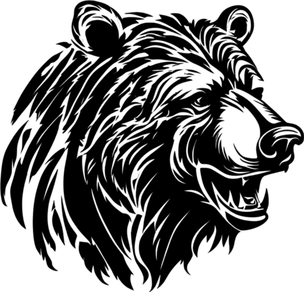Majestic bear silhouette, ideal for wildlife-themed decor and artistic expressions. AI-Generated. png