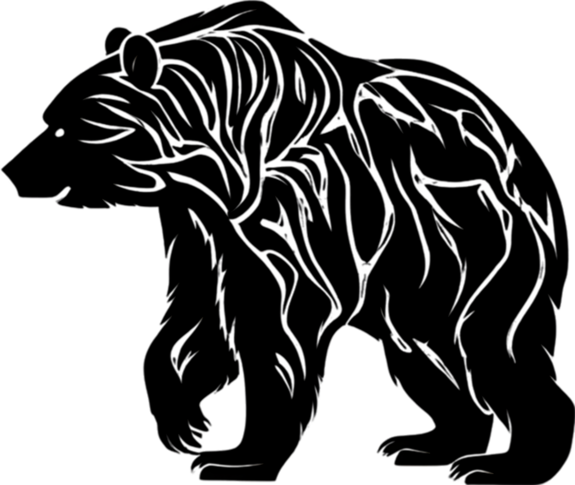 Majestic bear silhouette, ideal for wildlife-themed decor and artistic expressions. AI-Generated. png