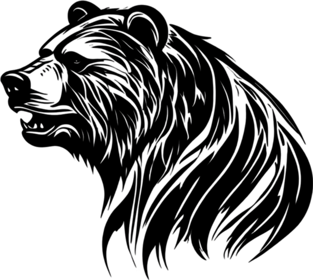 Majestic bear silhouette, ideal for wildlife-themed decor and artistic expressions. AI-Generated. png
