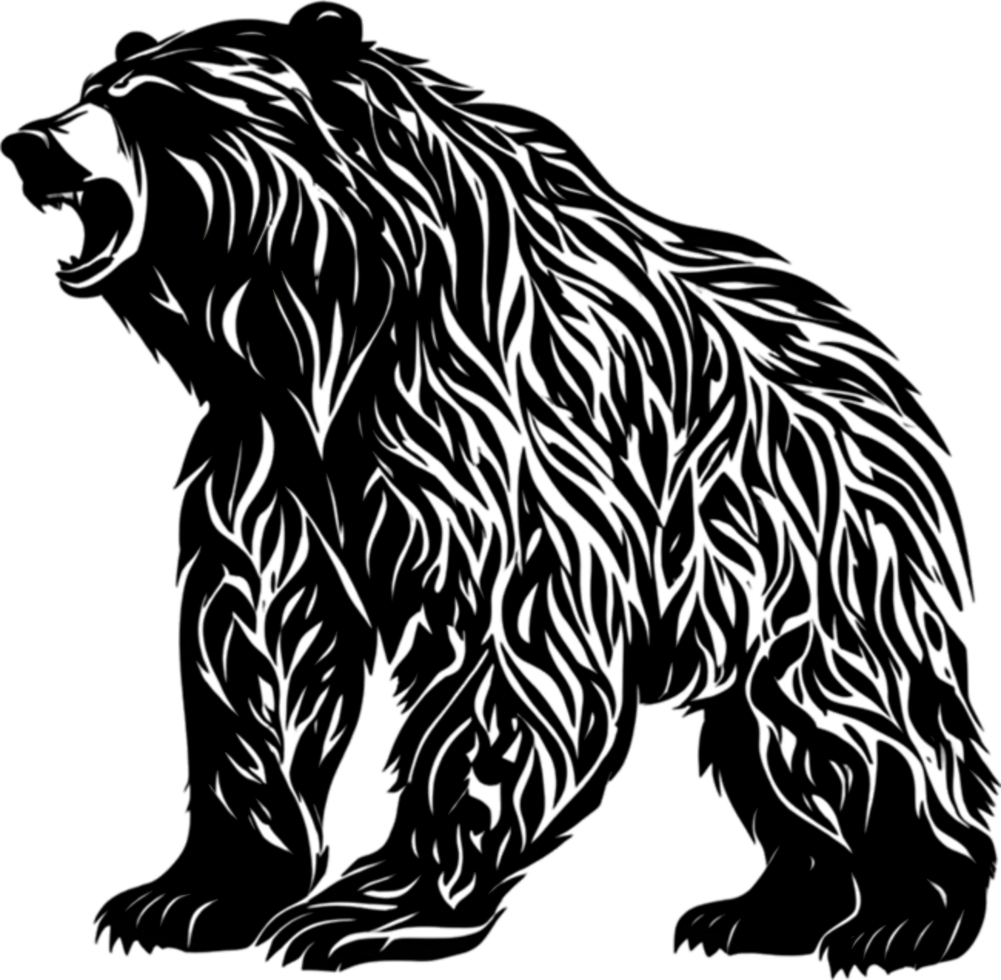 Majestic bear silhouette, ideal for wildlife-themed decor and artistic expressions. AI-Generated. png