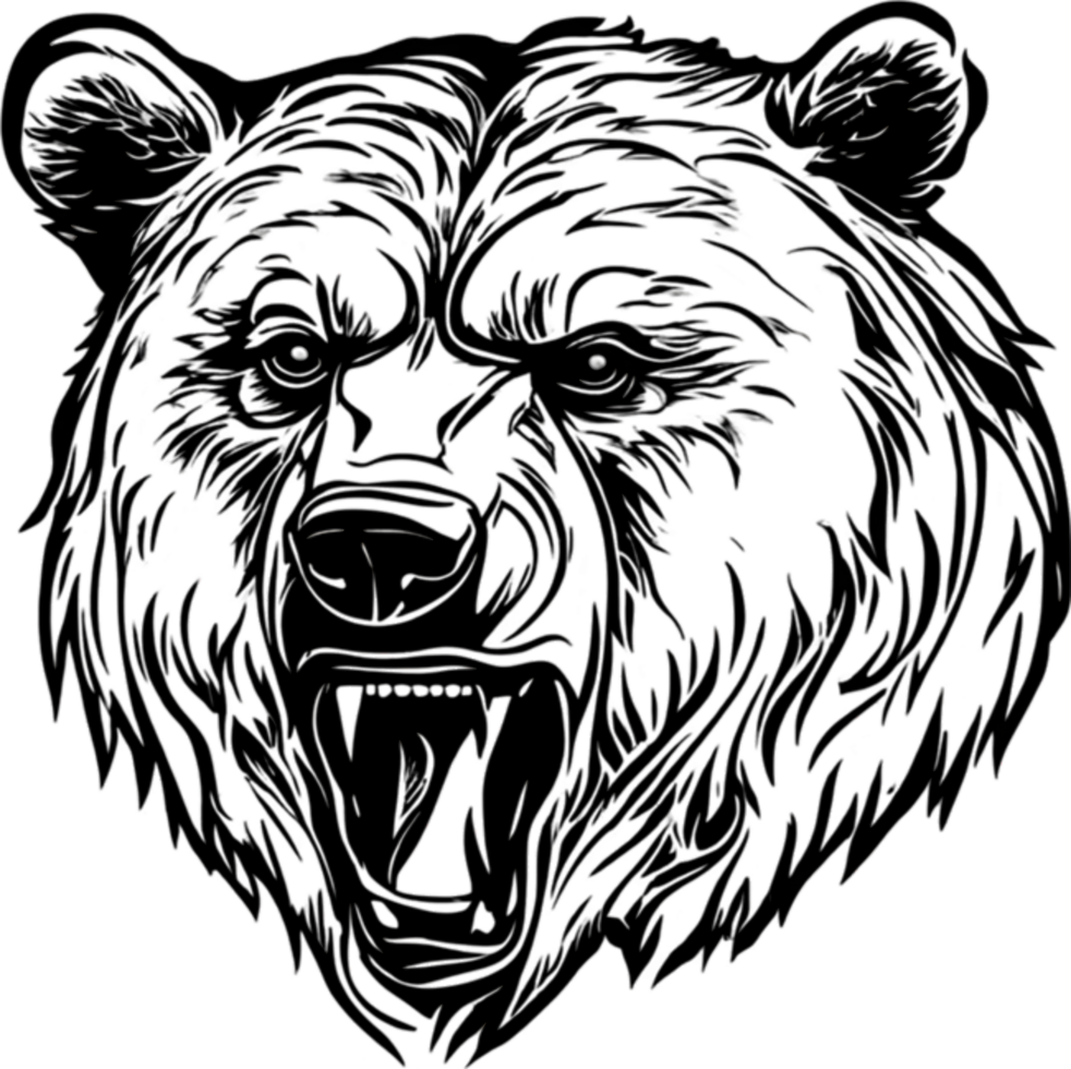 Majestic bear silhouette, ideal for wildlife-themed decor and artistic expressions. AI-Generated. png
