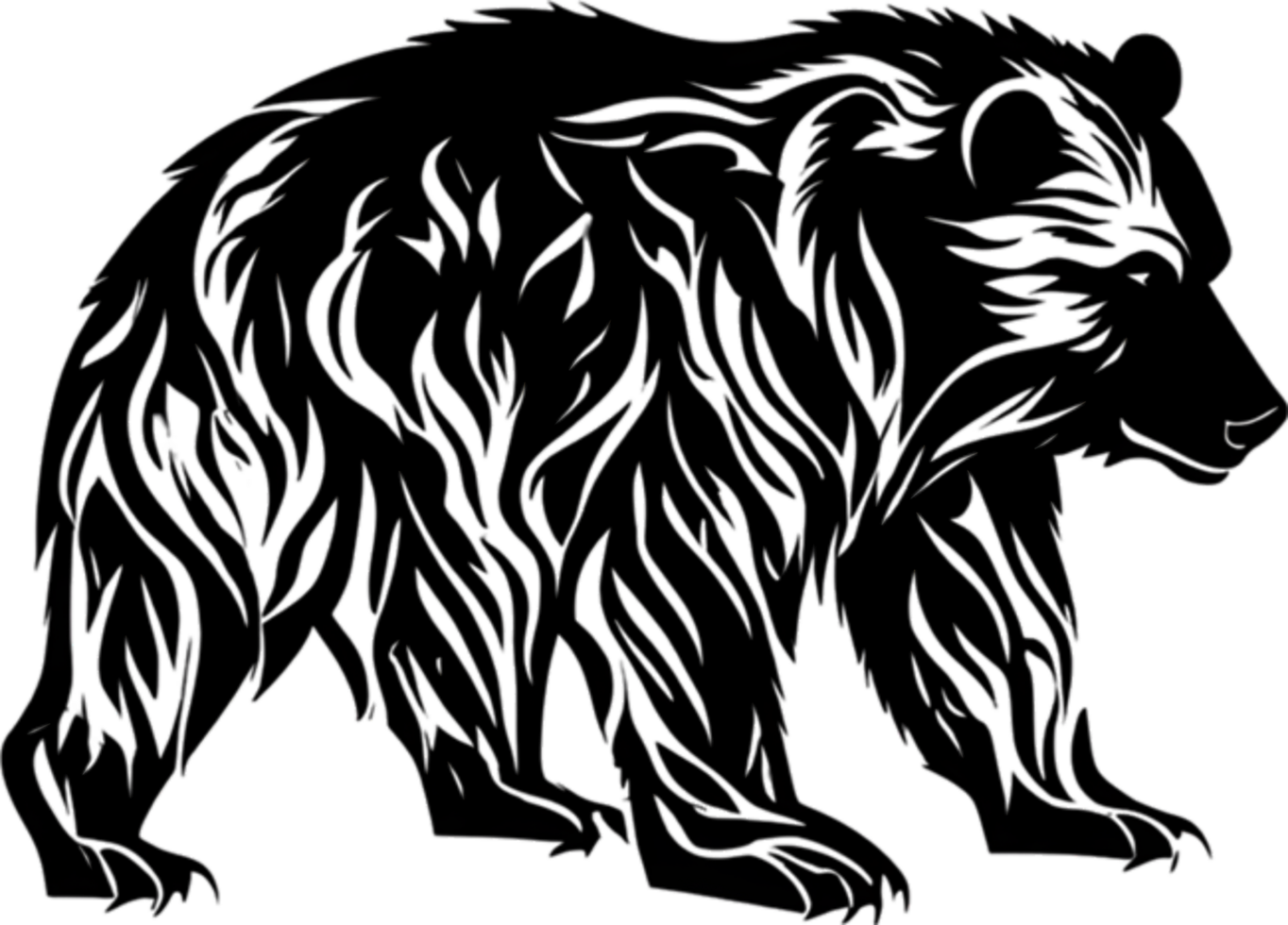 Majestic bear silhouette, ideal for wildlife-themed decor and artistic expressions. AI-Generated. png