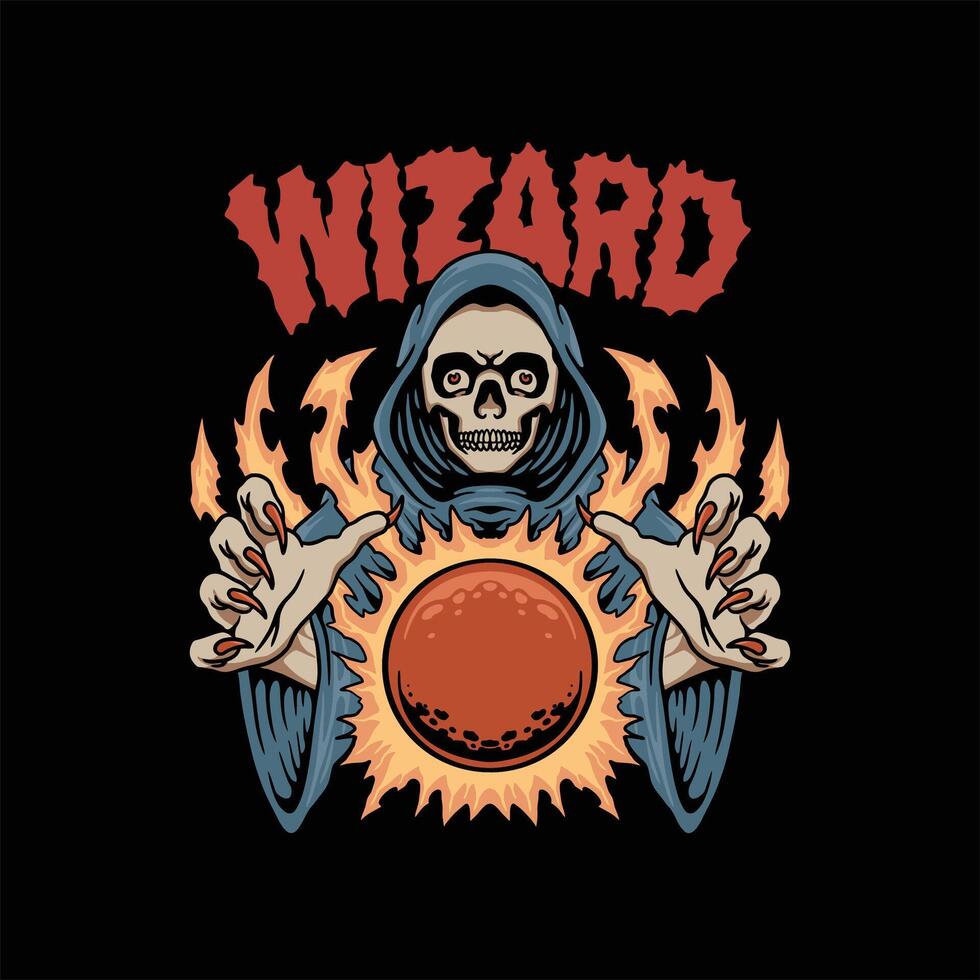 skull wizard illustration design vector