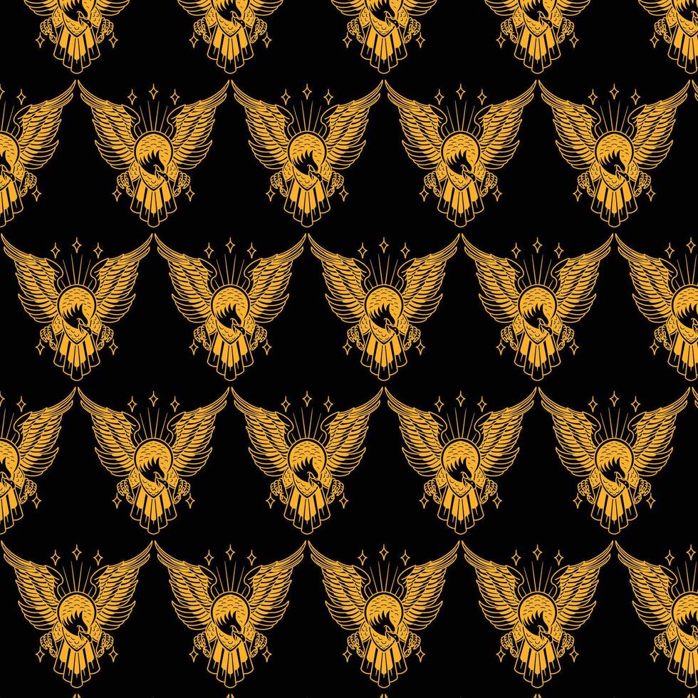 brave eagle tattoo pattern design vector
