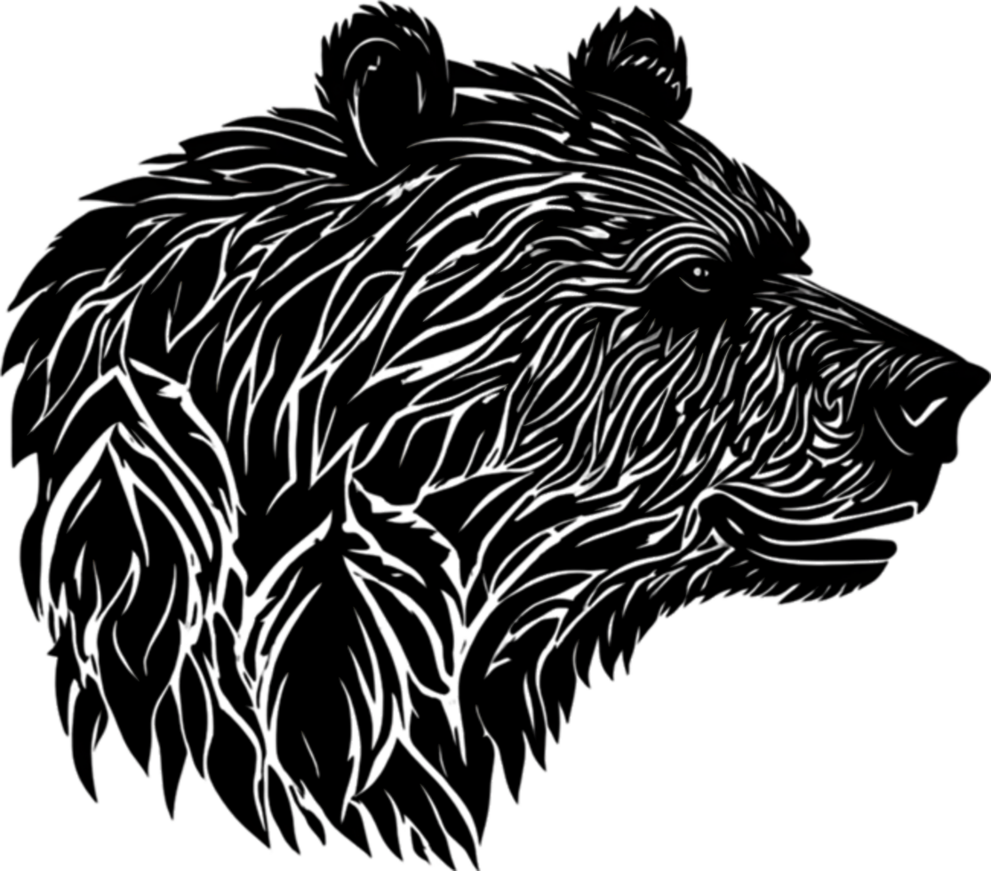 Majestic bear silhouette, ideal for wildlife-themed decor and artistic expressions. AI-Generated. png