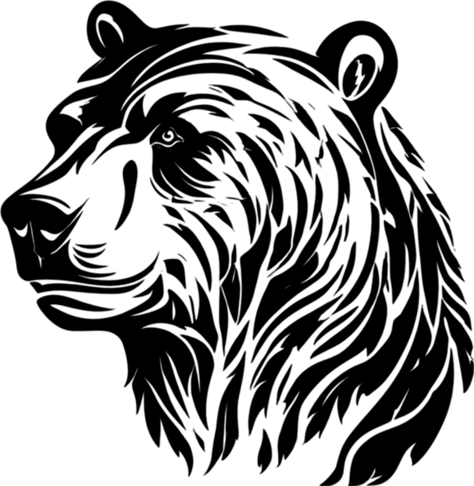 Majestic bear silhouette, ideal for wildlife-themed decor and artistic expressions. AI-Generated. png