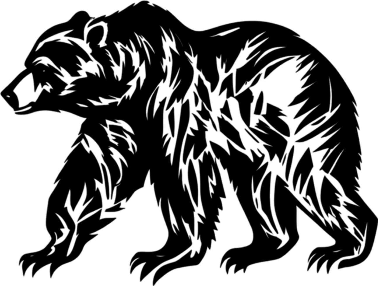 Majestic bear silhouette, ideal for wildlife-themed decor and artistic expressions. AI-Generated. png