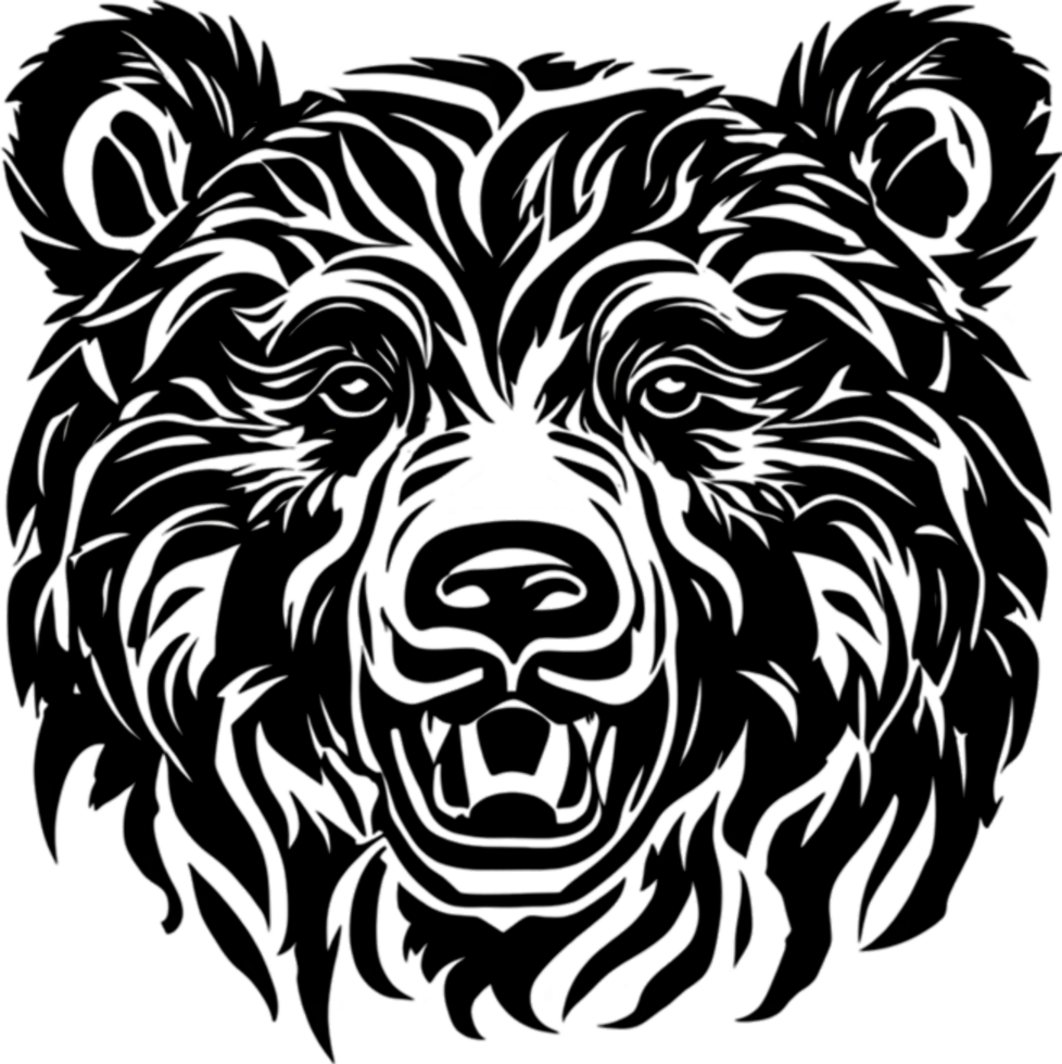 Majestic bear silhouette, ideal for wildlife-themed decor and artistic expressions. AI-Generated. png