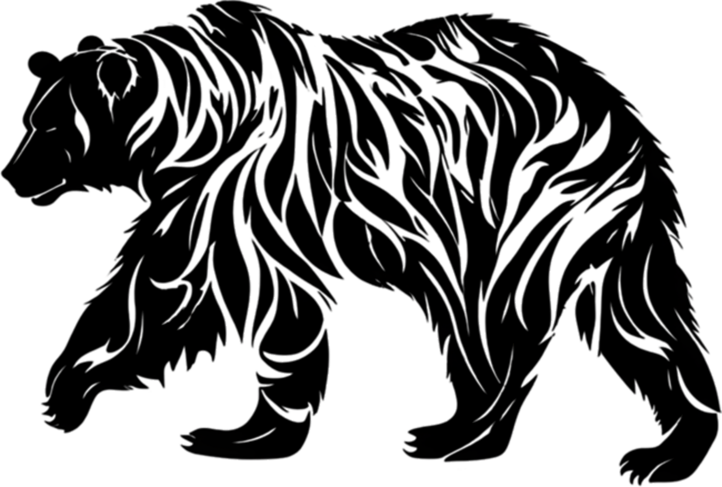 Majestic bear silhouette, ideal for wildlife-themed decor and artistic expressions. AI-Generated. png