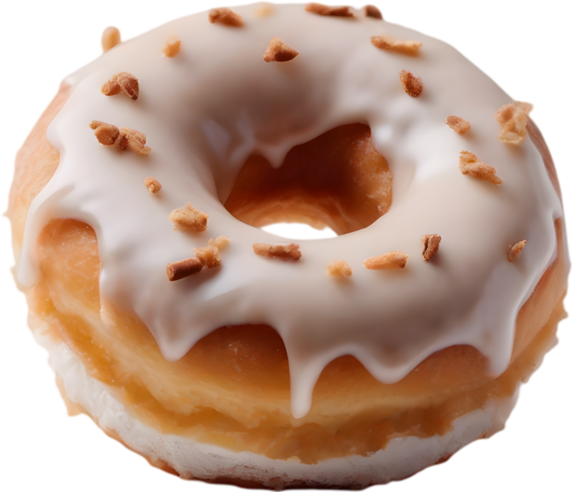 Indulge in the irresistible charm of a donut, featuring a lustrous topping that promises a delightful, decadent experience. AI-Generated. png