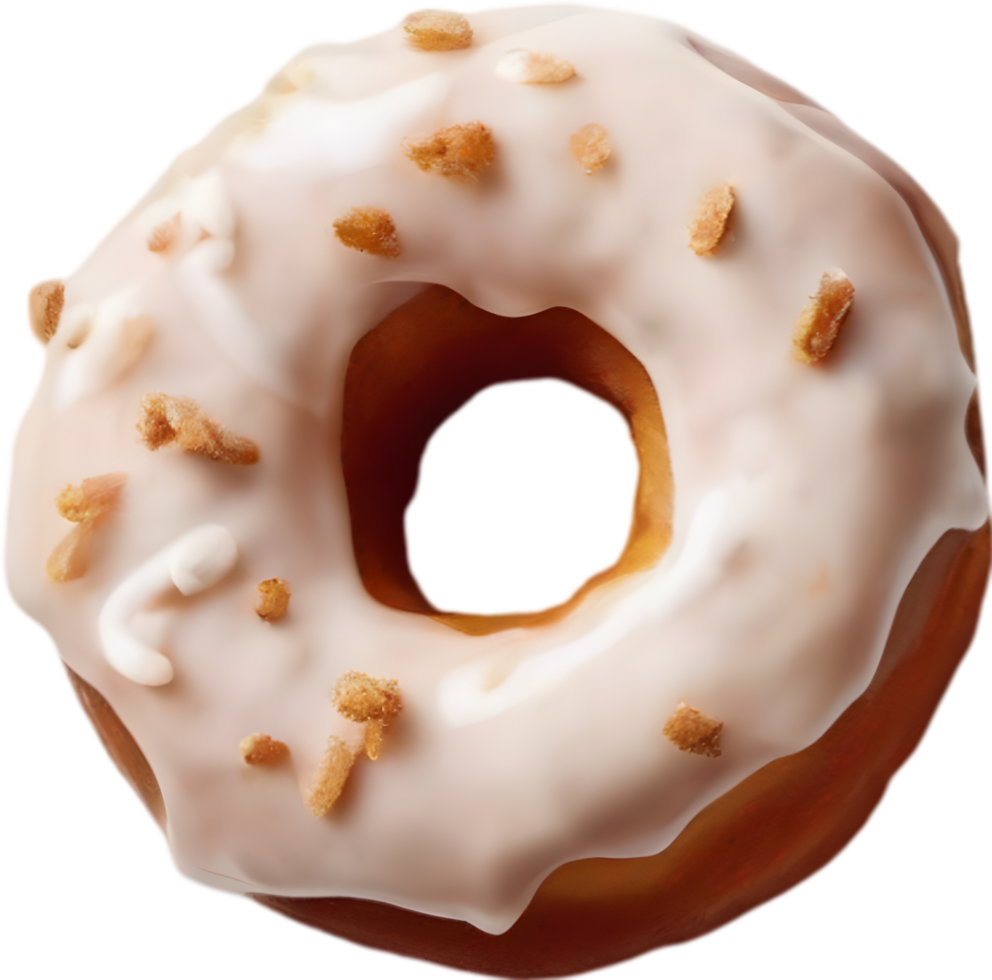 Indulge in the irresistible charm of a donut, featuring a lustrous topping that promises a delightful, decadent experience. AI-Generated. png