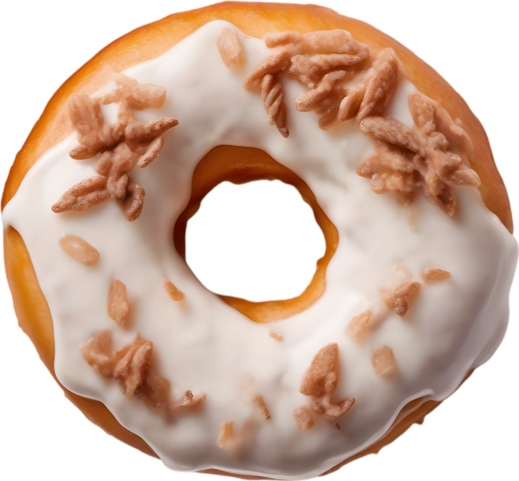 Indulge in the irresistible charm of a donut, featuring a lustrous topping that promises a delightful, decadent experience. AI-Generated. png