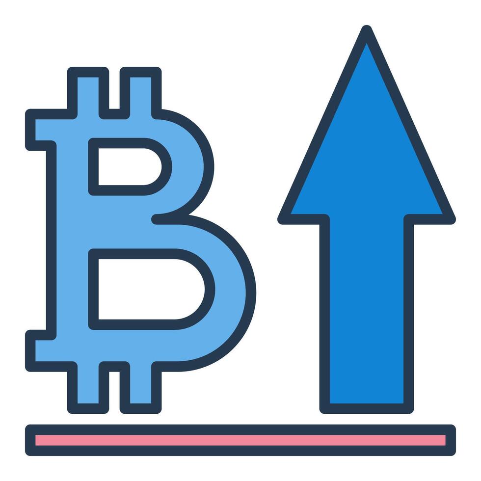 Arrow and Bitcoin Cryptocurrency growing colored icon or design element vector