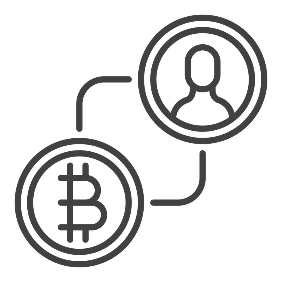 Man with Bitcoin sign Crypto P2P outline icon or symbol vector